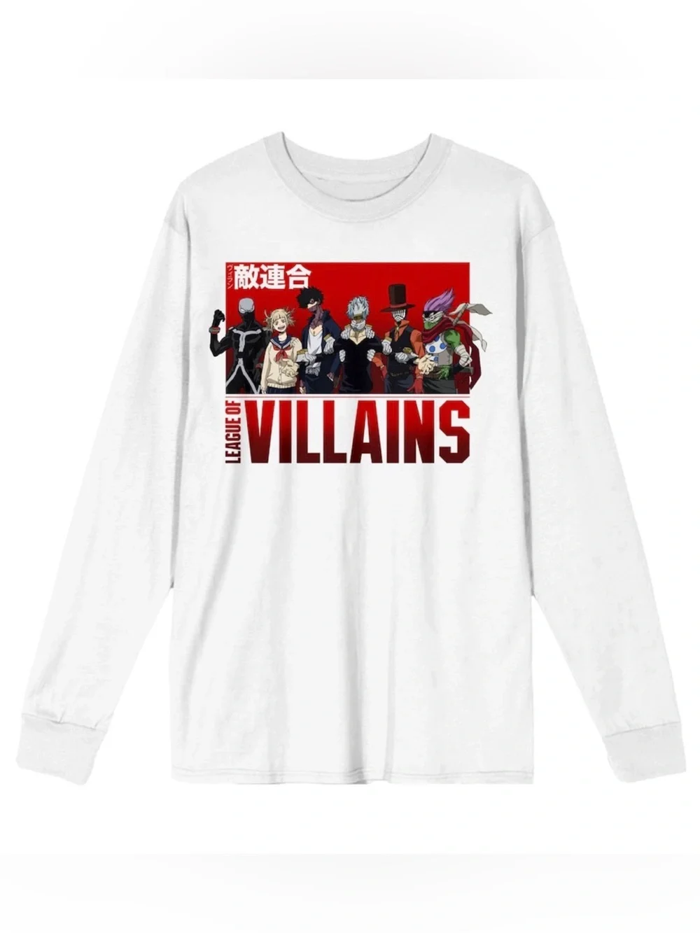 BIOWORLD My Hero Academia League of Villains Long Sleeve Shirt White L Unisex